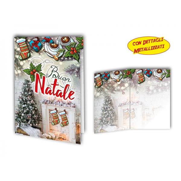 BIGLIETTO AUGURI NATALE 11,4X17,2CM FOIL