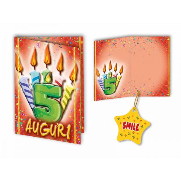 BIGL.AUGURI 11,4X17,2CM COMPL.5 ANNI