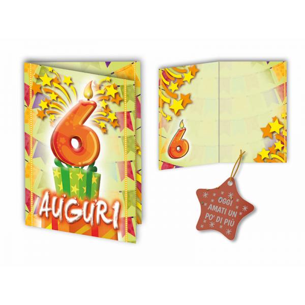 BIGL.AUGURI 11,4X17,2CM COMPL.6 ANNI