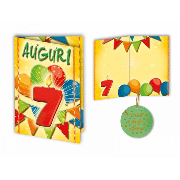 BIGL.AUGURI 11,4X17,2CM COMPL.7 ANNI