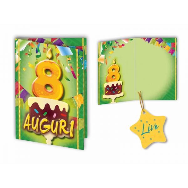 BIGL.AUGURI 11,4X17,2CM COMPL.8 ANNI