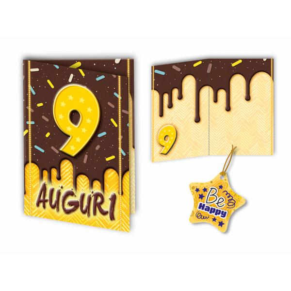 BIGL.AUGURI 11,4X17,2CM COMPL.9 ANNI