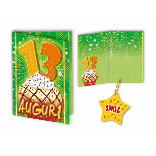 BIGL.AUGURI 11,4X17,2CM COMPL.13 ANNI