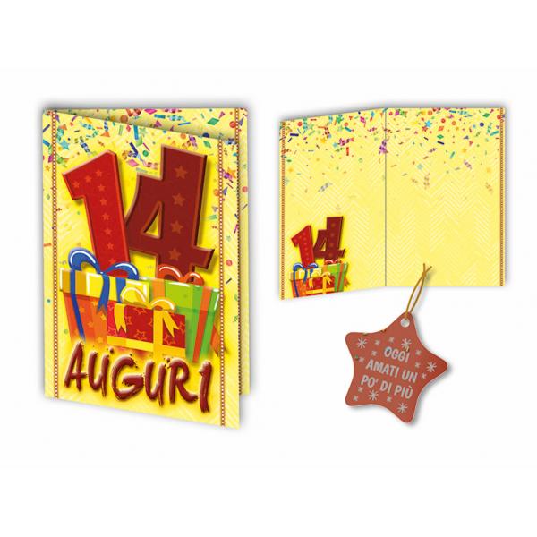 BIGL.AUGURI 11,4X17,2CM COMPL.14 ANNI