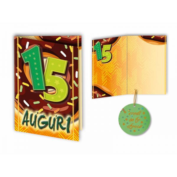 BIGL.AUGURI 11,4X17,2CM COMPL.15 ANNI