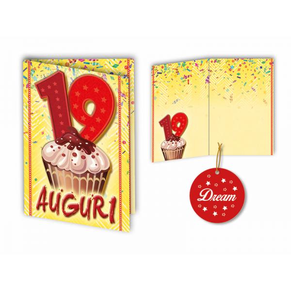 BIGL.AUGURI 11,4X17,2CM COMPL.19 ANNI