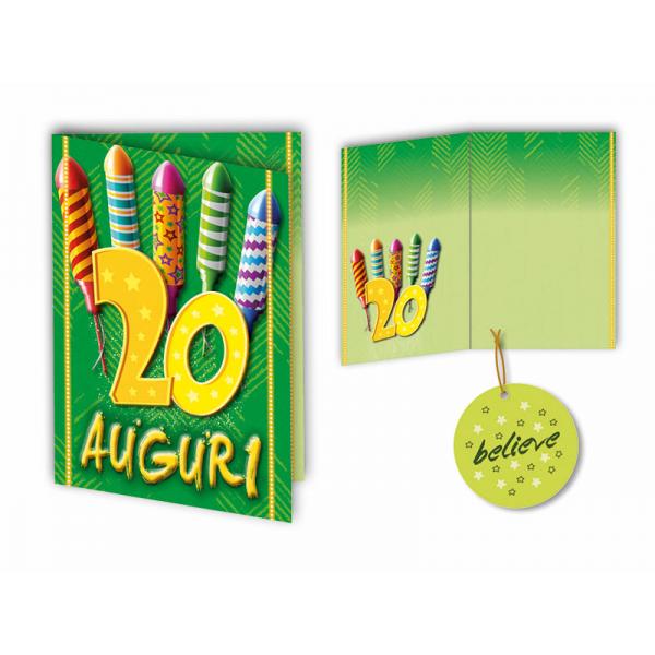 BIGL.AUGURI 11,4X17,2CM COMPL.20 ANNI