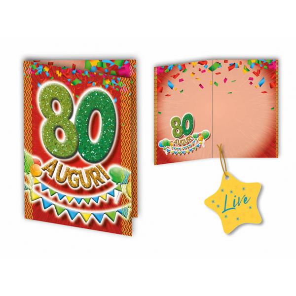 BIGL.AUGURI 11,4X17,2CM COMPL.80 ANNI