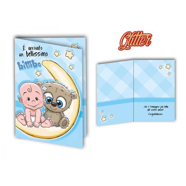 S-BIGL.AUGURI 11,4X17,2CM NASC.GLITTER