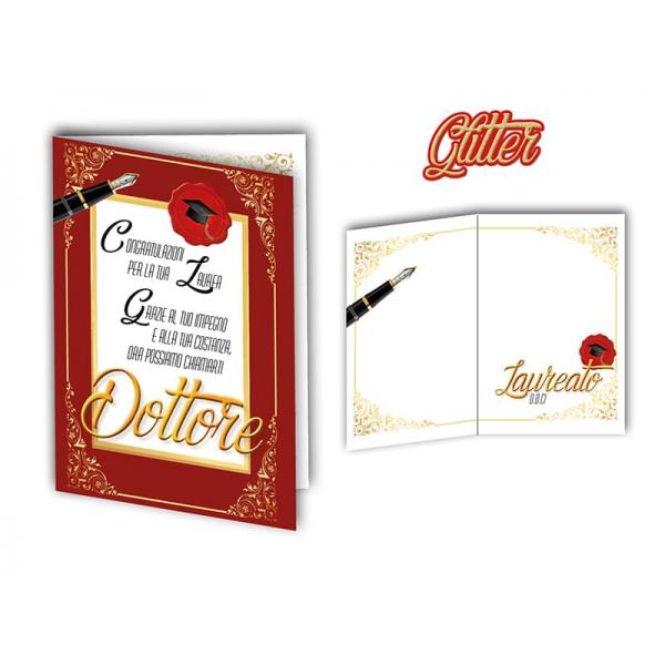 S-BIGL.AUGURI 11,4X17,2CM LAUREA GLITTER