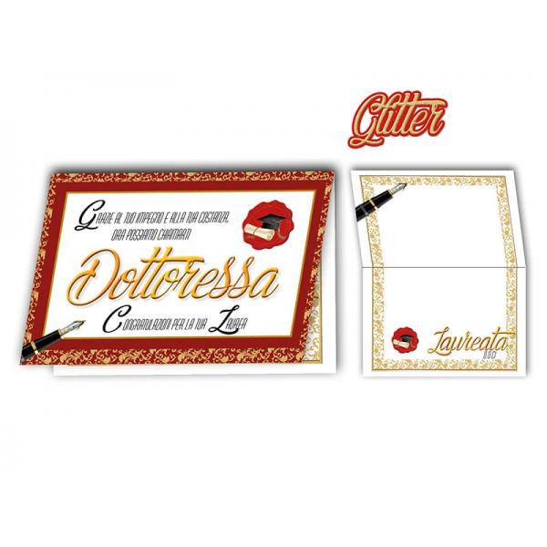 S-BIGL.AUGURI 11,4X17,2CM LAUREA GLITTER