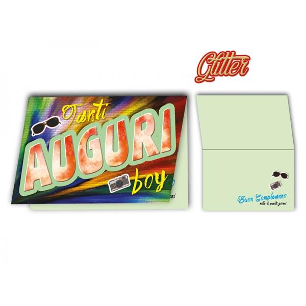 S-BIGL.AUGURI 11,4X17,2CM ANNI C/GLITTER