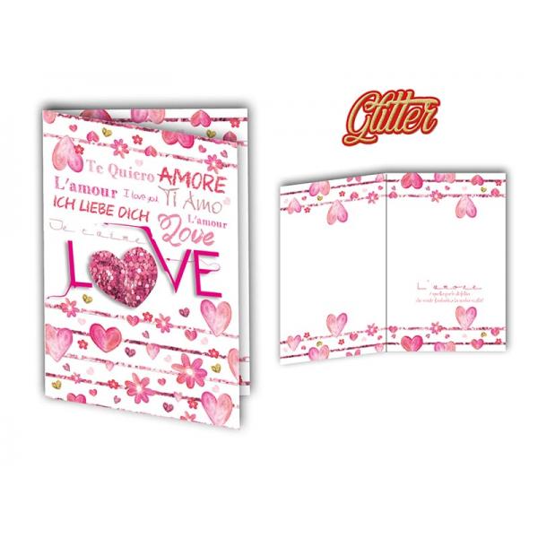 S-BIGL.AUGURI 11,4X17,2CM ROMANT.GLITTER