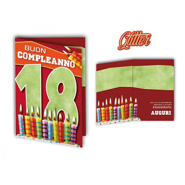 S-BIGL.AUGURI 11,4X17,2CM 18 AN. GLITTER