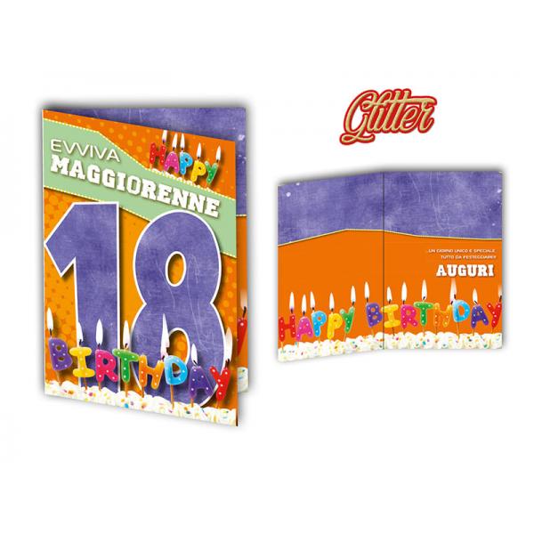 S-BIGL.AUGURI 11,4X17,2CM 18 AN. GLITTER