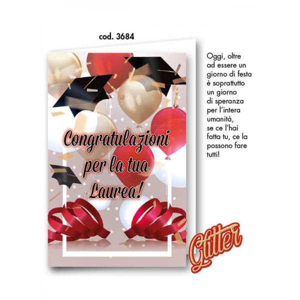 S-BIGL.AUGURI 11,4X17,2CM LAUREA GLITT.