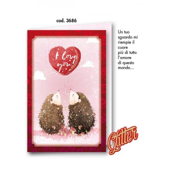 S-BIGL.AUGURI 11,4X17,2CM ROMANT.GLITT.