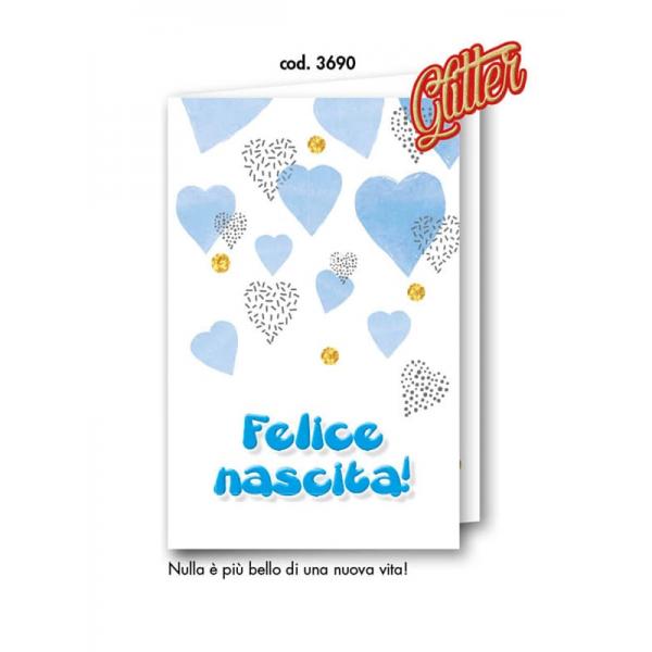 S-BIGL.AUGURI 11,4X17,2CM NASC.GLITT.