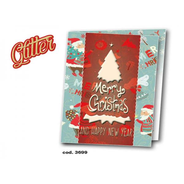 S-BIGL.AUGURI 11,4X7,2CM NATALE GLITT.