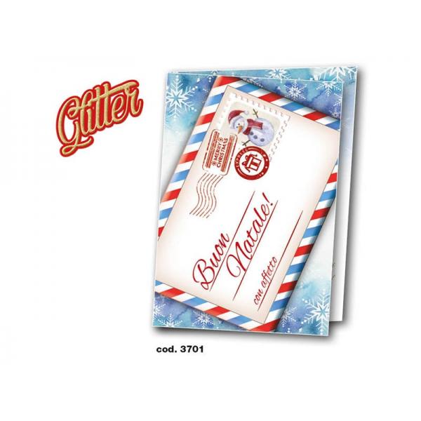 S-BIGL.AUGURI 11,4X7,2CM NATALE GLITT.