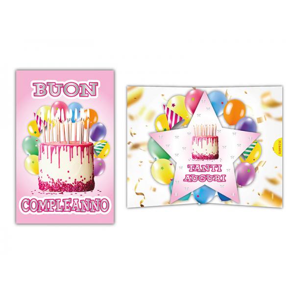 BIGL. AUGURI POPSURP TORTA ROSA