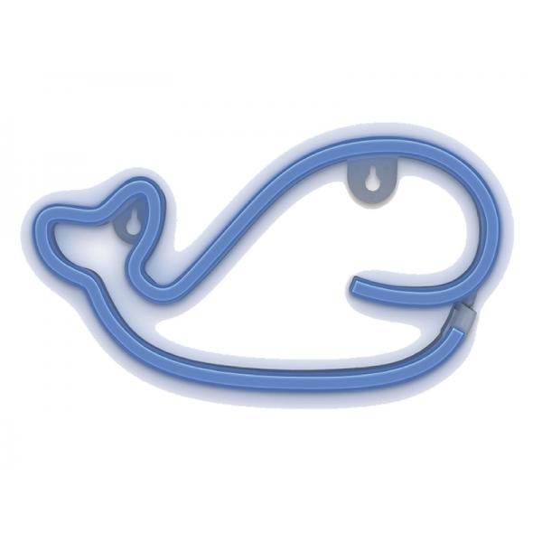 WALL NEON LED LAMP BALENA BLU BAT+USB